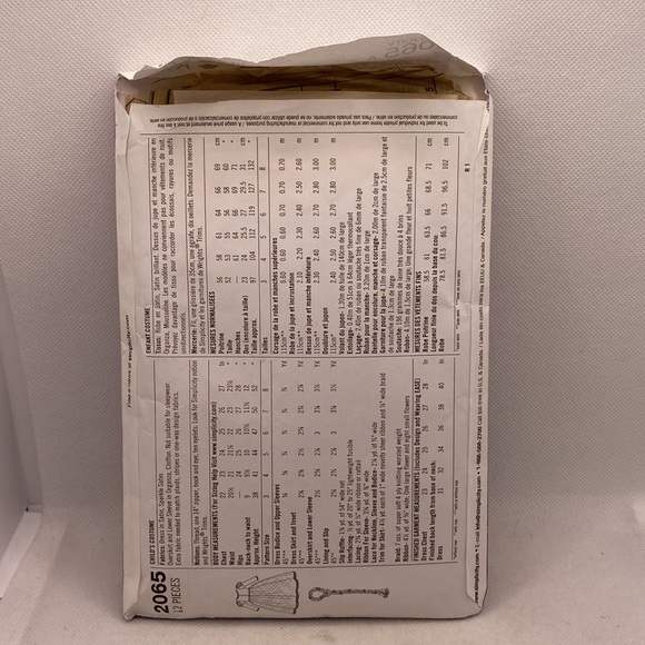 Simplicity 2065 Disney Rapunzel Tangled Girls Costume Pattern Dress Up Sizes 3-8 - Picture 5 of 9